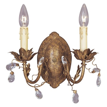 Maxim Two Light Etruscan Gold Wall Light 2857EG